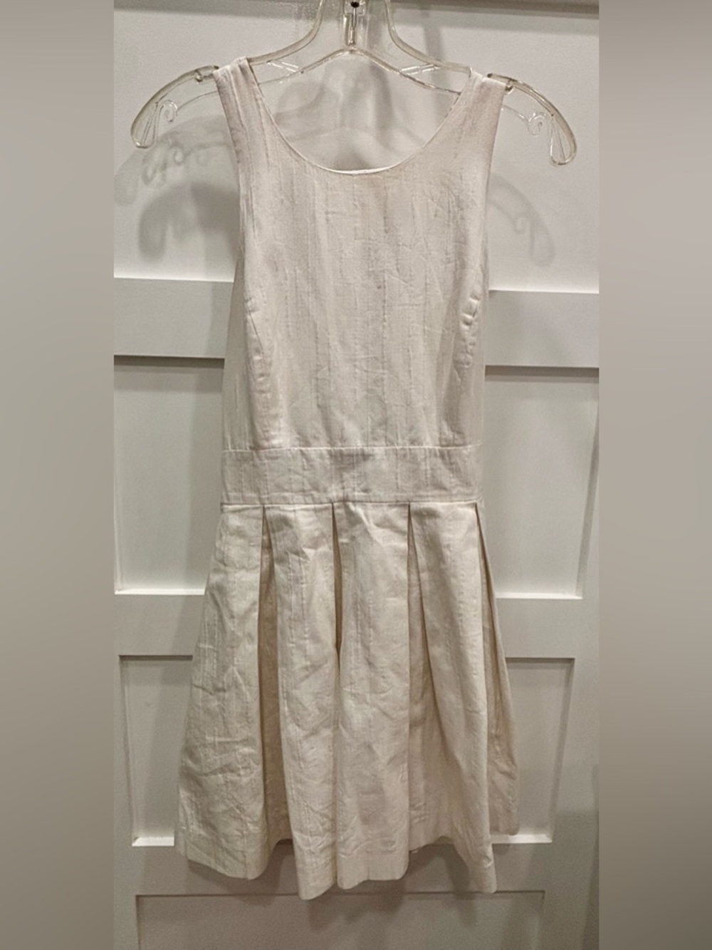 Armani Exchange White Fit & Flair White Tank Dress Criss Cross Back Pockets